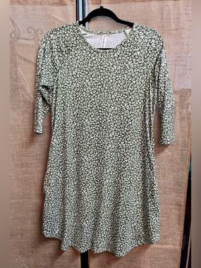 Tickled Teal Olive Green Animal Print Dress Pockets